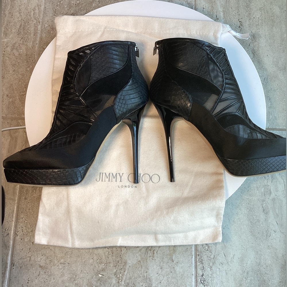 NIB Jimmy Choo Black Faxon Stiletto Ankle Boots - Picture 3 of 14